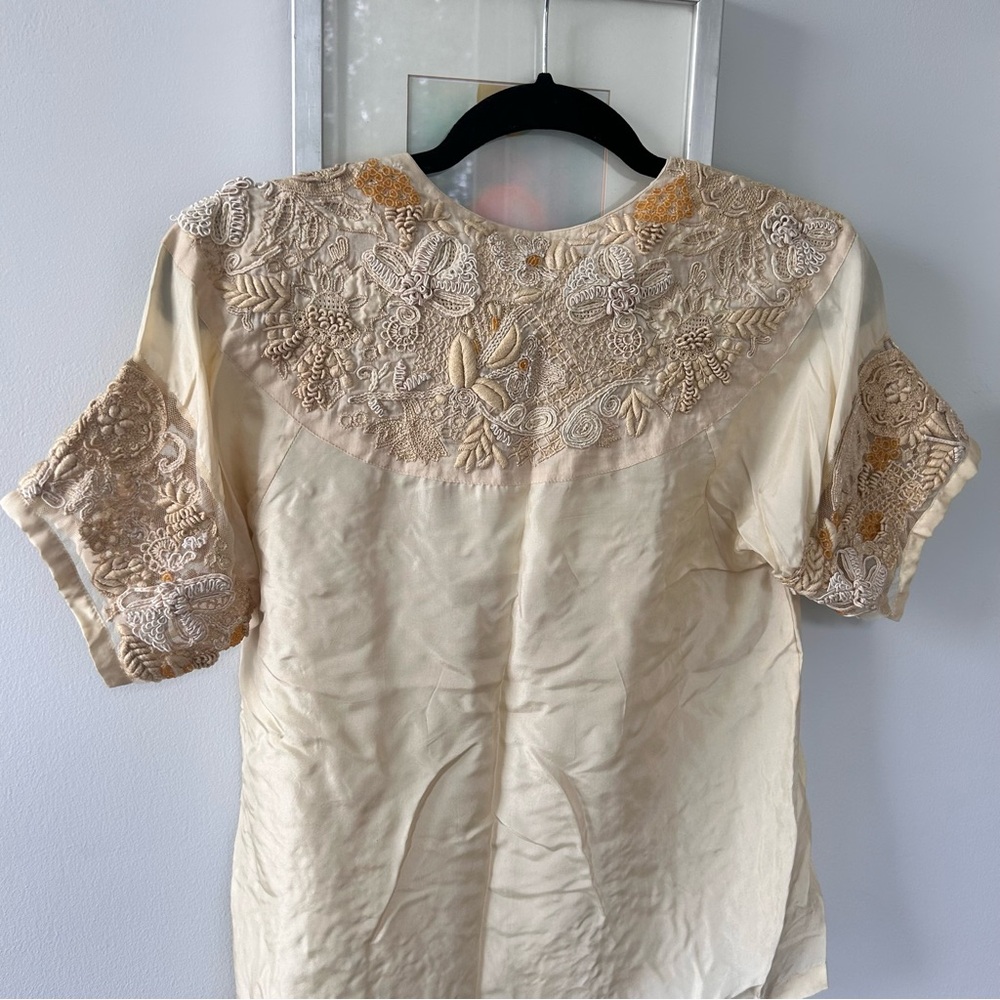 Dries Van Noten Cream Embroidered Silk/Cotton Blouse - Picture 3 of 7